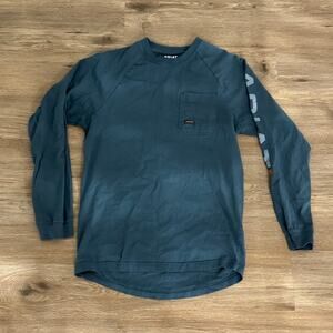 Ariat Rebar Men’s Long Sleeve Shirt Blue Workwear Pullover Sz S/P